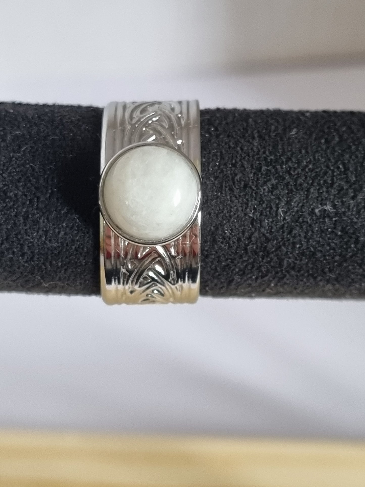 Bague pierre de lune blanche