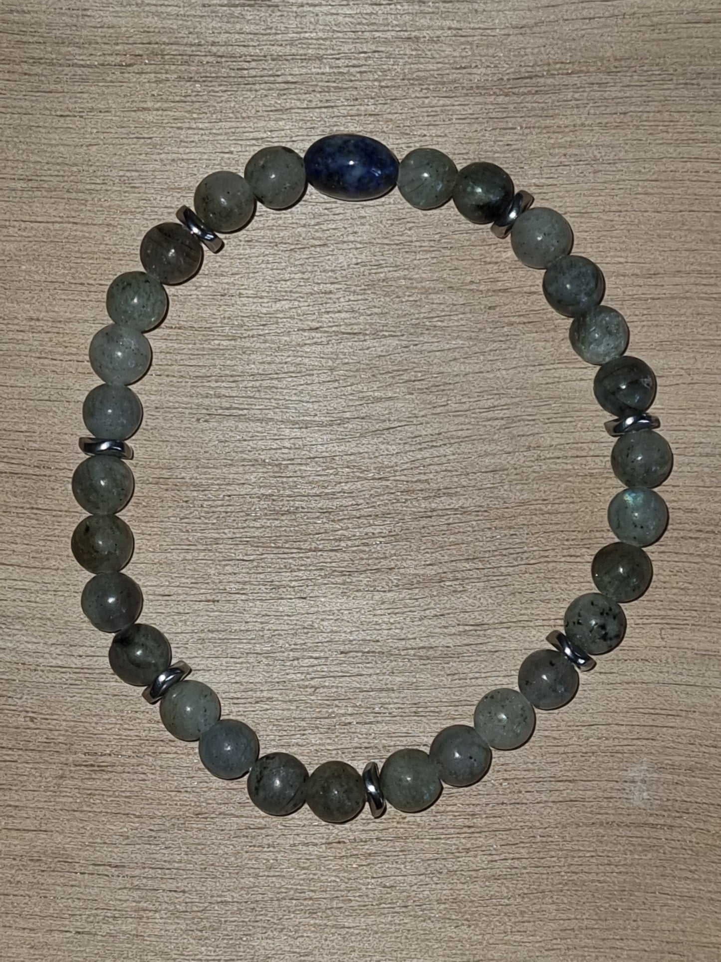 Bracelet perles naturelles labradorite et une lapi lazuli