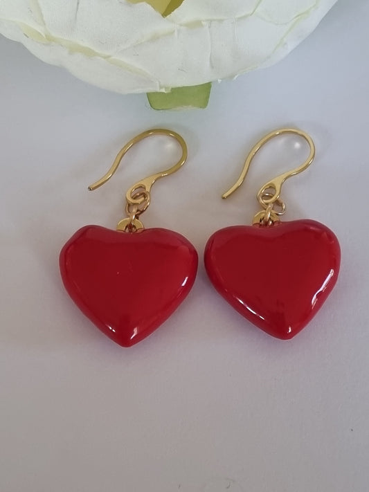 Boucles d'oreilles cœur rouge