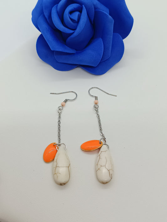 Boucles d'oreilles perles naturelle howlite